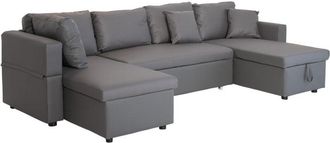 Happy Garden Sof&aacute; Panor&aacute;mico Convertible En Polipiel Scott 4 Plazas Gris