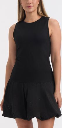 Ellen Tracy Womens Mixed Media Balloon Skirt Dress