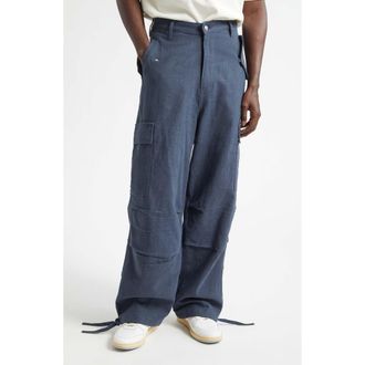 Rhude Linen Parachute Cargo Pants in Navy at Nordstrom, Size X-Large