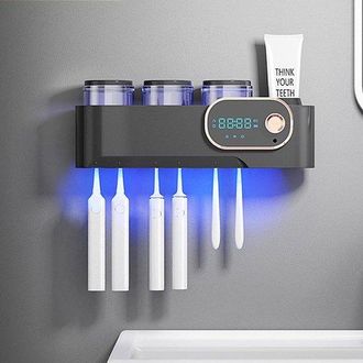 OEM Desinfectante Uv Para Cepillos De Dientes, Esterilizador De Cepillos De Dientes Por Inducci&oacute;n, Soporte El&eacute;ctrico Para Cepillos De Dientes, Negro