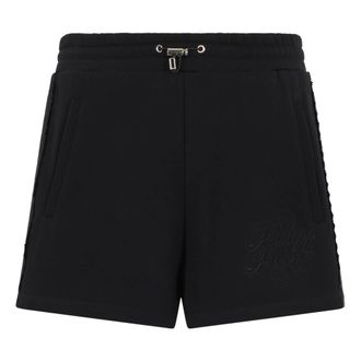 Philipp Plein Korte Broeken, Dames, Zwart, XS, Katoen, Shorts Strass Band