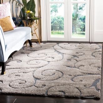 Safavieh Florida Shag Machine Made Area Rug, Grey / Light Blue Shag & Flokati Style Easy Care