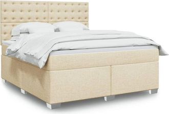vidaXL Cama Box Spring Con Colch&oacute;n Tela Color Crema 180x200 Cm Vidaxl