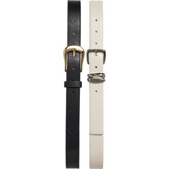 Steve Madden Set of 3 Faux Leather Belts in Black-Coconut White at Nordstrom Rack, Size X-Large