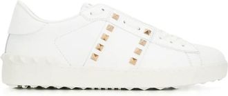 Valentino Garavani Rockstud Untitled Leather Sneakers With Platinum-Finish Studs Shoes