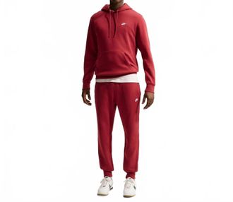 Nike Mens Club Fleece Pull Over Hoodie In Crimson/white