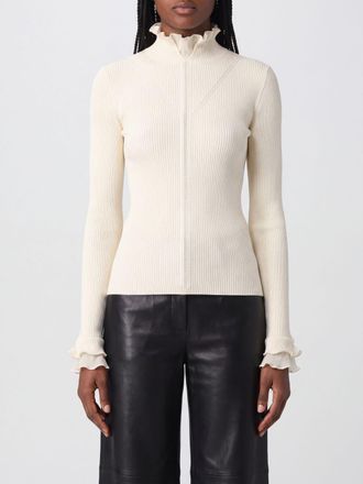 Liu Jo Slim Fit Wool Turtleneck Jumper with Ruffles and Flared Cuffs