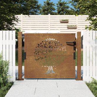 vidaXL Puerta De Jard&iacute;n 105x105 Cm De Acero Corten Con Dise&ntilde;o De &Aacute;rbol Vidaxl
