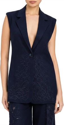 Twinset Geborduurde Vest - Dames - Bodywarmers - Blauw - S - Jassen