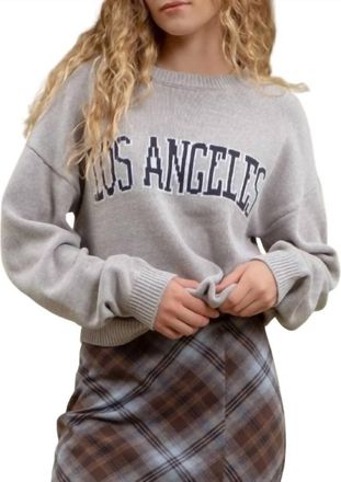 Blu Pepper Los Angeles Knit Pullover Sweater In Heather Grey