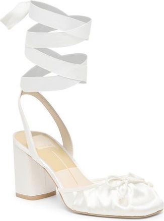 Dolce Vita Tisha Ankle Wrap Pump in True White Satin at Nordstrom, Size 6.5