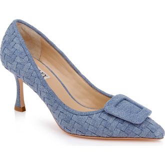 Badgley Mischka Yanet Pointed Toe Pump in Light Denim at Nordstrom, Size 5.5