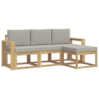 vidaXL Conjunto De Sof&aacute;s De Exterior 4 Pcs Blanco Y Gris Claro Vidaxl