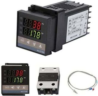 Elle Controlador De Temperatura Pid Rex-c100, Kit De Termostato Digital Ac110v-240v, 0&deg;-1300&deg;, Controlador De Temperatura Digital Led Con Alarma
