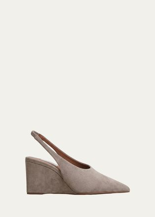Alaia 75mm Cube Suede Slingback Pumps