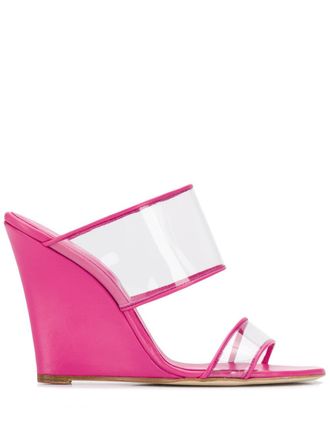 PARIS TEXAS wedge heel sandals - women - Leather/Leather/PVC/Leather - 39 - Pink