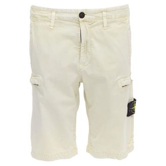 Stone Island 2020 stone washed cotton blend logo patch shorts 30