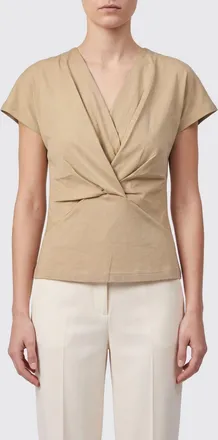 Isabel Marant Top in cotone drappeggiato con scollo a V e maniche corte
