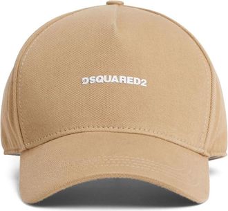Dsquared2 Logo Appliqu&eacute; Katoenen Pet met Slogan - Heren - Petten - Bruin - ONE Size - Katoen - Accessoires