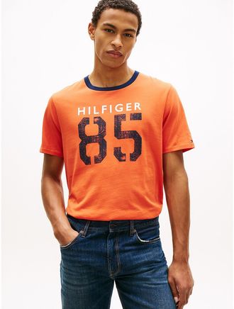 Tommy Hilfiger Mens Hilfiger 85 Logo T-Shirt - Orange - XXXL