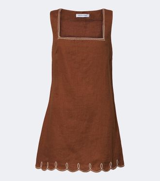 Veronica Beard Shanice scalloped linen minidress