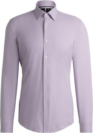 BOSS Slim-fit shirt in micro-structured performance-stretch jersey