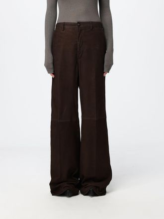 Rick Owens High-Waisted Suede Calf Leather Flared Trousers