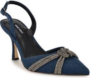Nine West Deby Pointed Toe Slingback Pump in Dark Blue 400 at Nordstrom Rack, Size 8.5
