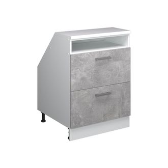 Vicco Armario De Cocina Para Techo Inclinado R-line, Hormig&oacute;n, 60 Cm Con 2 Cajones, Carcasa 60 Cm De Profundidad, Vicco