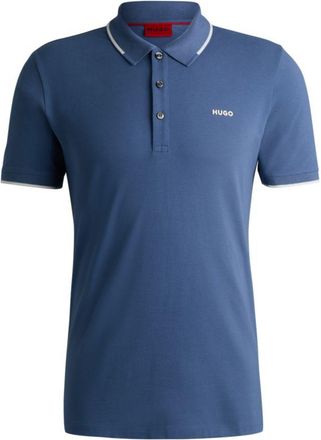 HUGO BOSS Stretch-cotton slim-fit polo shirt with printed logo