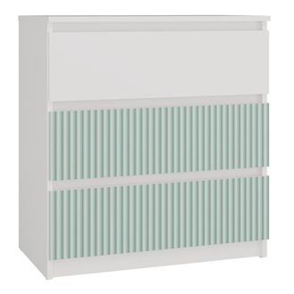 Topeshop Aster T3 - C&oacute;moda Para Ni&ntilde;os - 70x40x77 - 3 Cajones - Mueble De Almacenaje Moderno - Blanco Y Verde
