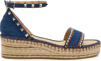Valentino Garavani Rockstud 50 Denim Wedge Espadrilles - 40 (IT40 / UK7)