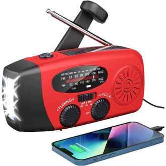 OEM Radio Solar Port&aacute;til - Am Fm Noaa - Linterna 3 Led - Carga Dinamo Y Solar - Bater&iacute;a Li-pol&iacute;mero 1200 Mah - Ipx3 - Para Camping, Senderismo Y Emergenci