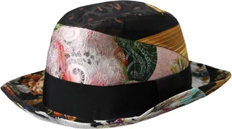 Dolce & Gabbana Multicolor Patchwork Women Fedora Wide Brim Hat