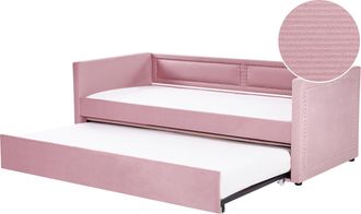 Beliani Cama Con Somier De Pana Rosa Plateado 90 X 200 Cm Nido Tachuelas Mimizan