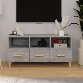 Berkfield Home TV Cabinet Grey Sonoma 102x36x50 cm Engineered Wood | Size: 102 x 36 x 50 cm