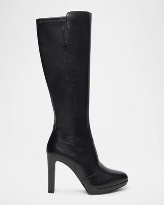 Nero Giardini 100mm Platform Leather Knee-High Boots