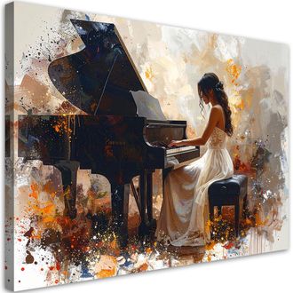 Feeby Cuadro En Lienzo Mujer Tocando El Piano 100x70