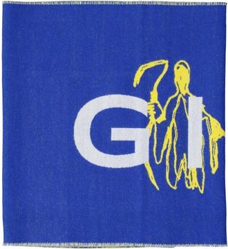 Givenchy Logo Wool Scarf - Heren - Wintersjaals - Blauw - ONE Size - Wol - Accessoires