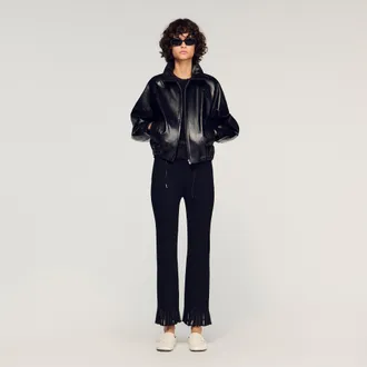 Sandro Ruffled knit trousers