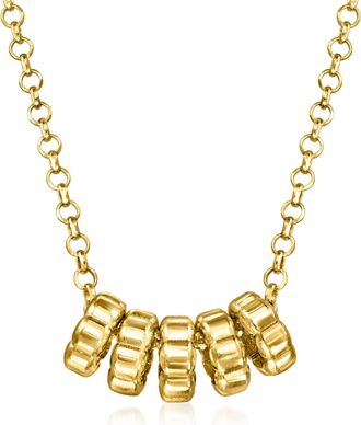 RS Pure by Ross-Simons Italian 18kt Gold Over Sterling Bead Charm Necklace