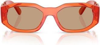 Versace Biggie 53mm Round Sunglasses in Orange/light Brown at Nordstrom