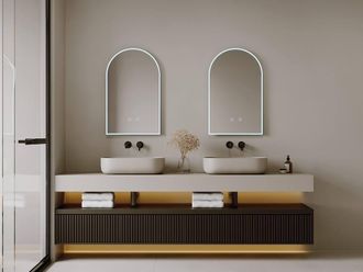Vente-Unique Anti-Fog Arch Bathroom Mirror With Leds - W50 X H80 Cm - ARCADI in Clear