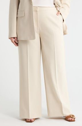 Nordstrom The Lennox Wide Leg Trousers in Beige Oatmeal at Nordstrom, Size 18W