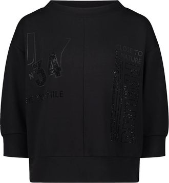 Betty Barclay Hoodies & sweatvesten, Dames, Zwart, XL, Glitterend Sweatshirt met Opstaande Kraag