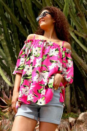 Roman Tropical Cold Shoulder Bardot Top