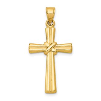 Diamond2Deal 14k Yellow Gold Hollow Cross Pendant