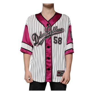 Dolce & Gabbana Short Sleeve Shirts, male, Multicolor, Size: 2XS Multicolor Logo Jersey Button V-neck T-shirt