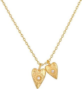 Satya Jewelry Sacred Connection White Topaz Lotus Heart Necklace in Gold at Nordstrom