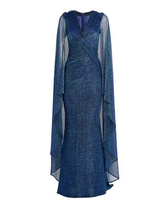 Talbot Runhof Knot-Detail Cape Maxi Dress Size S